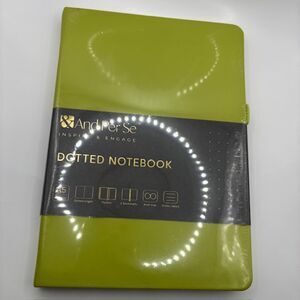 And Per Se Dotted Notebook Acid Green A5 100 GSM Pocket Bookmarks Sticker Labels